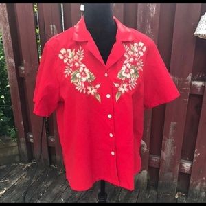 Red Button Down Shirt by BonWorth